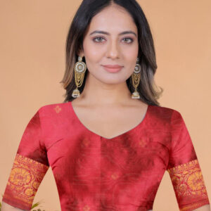 Mameraa Ethnic Motifs Woven Design Zari Banarasi Saree - Image 6
