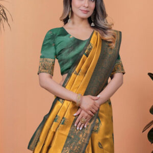 Mameraa Ethnic Motifs Woven Design Zari Banarasi Saree - Image 2