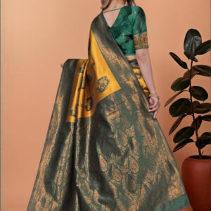 Mameraa Ethnic Motifs Woven Design Zari Banarasi Saree - Image 4