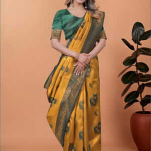 Mameraa Ethnic Motifs Woven Design Zari Banarasi Saree - Image 5