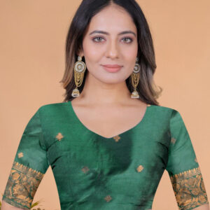 Mameraa Ethnic Motifs Woven Design Zari Banarasi Saree - Image 6