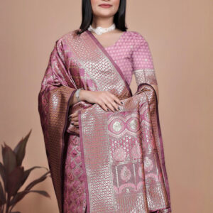 Mameraa Ethnic Motifs Woven Design Zari Banarasi Saree - Image 2