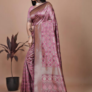 Mameraa Ethnic Motifs Woven Design Zari Banarasi Saree - Image 3