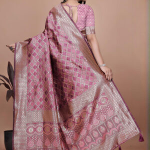 Mameraa Ethnic Motifs Woven Design Zari Banarasi Saree - Image 4