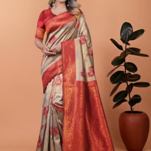 Mameraa Ethnic Motifs Woven Design Zari Banarasi Saree - Image 1