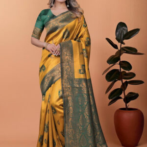 Mameraa Ethnic Motifs Woven Design Zari Banarasi Saree - Image 1
