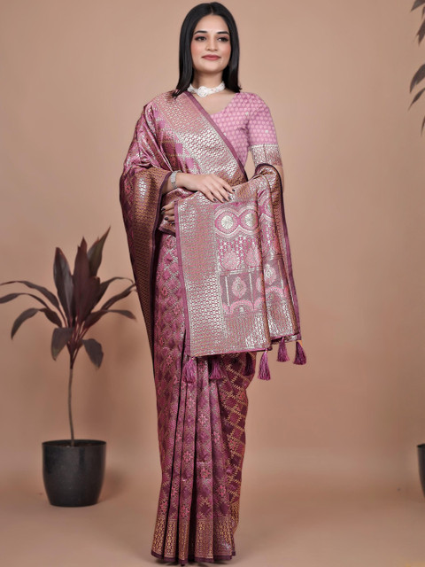 Mameraa Ethnic Motifs Woven Design Zari Banarasi Saree