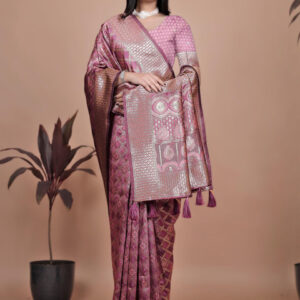 Mameraa Ethnic Motifs Woven Design Zari Banarasi Saree - Image 1
