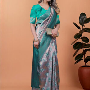 Mameraa Ethnic Motifs Woven Design Zari Banarasi Saree - Image 3