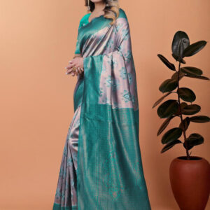 Mameraa Ethnic Motifs Woven Design Zari Banarasi Saree - Image 4