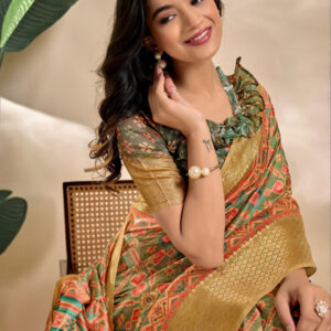 Mameraa Ethnic Motifs Woven Design Zari Saree - Image 2