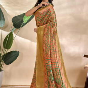 Mameraa Ethnic Motifs Woven Design Zari Saree - Image 3