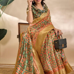 Mameraa Ethnic Motifs Woven Design Zari Saree - Image 5