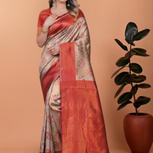 Mameraa Ethnic Motifs Woven Design Zari Saree - Image 1