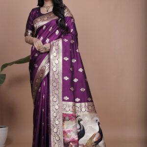 Mameraa Ethnic Motifs Woven Design Zari Saree - Image 1