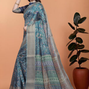 Mameraa Ethnic Motifs Woven Design Zari Saree - Image 3