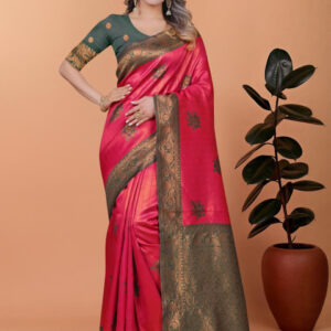 Mameraa Ethnic Motifs Woven Design Zari Saree - Image 1
