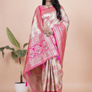 Mameraa Ethnic Motifs Woven Design Zari Saree - Image 5