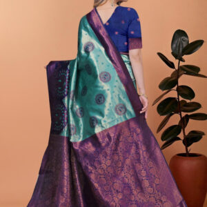 Mameraa Ethnic Motifs Woven Design Zari Saree - Image 3