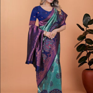 Mameraa Ethnic Motifs Woven Design Zari Saree - Image 4