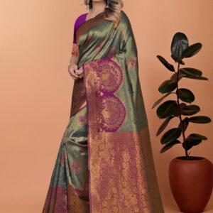 Mameraa Ethnic Motifs Woven Design Zari Saree - Image 2