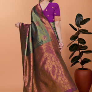 Mameraa Ethnic Motifs Woven Design Zari Saree - Image 4