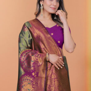 Mameraa Ethnic Motifs Woven Design Zari Saree - Image 5
