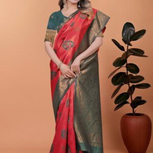 Mameraa Ethnic Motifs Woven Design Zari Saree - Image 1