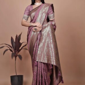 Mameraa Ethnic Motifs Woven Design Zari Saree - Image 1