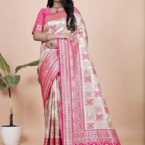 Mameraa Ethnic Motifs Woven Design Zari Saree - Image 1