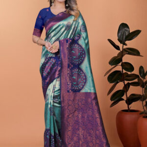 Mameraa Ethnic Motifs Woven Design Zari Saree - Image 1