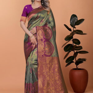 Mameraa Ethnic Motifs Woven Design Zari Saree - Image 1