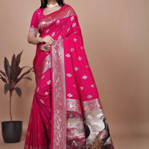 Mameraa Ethnic Motifs Woven Design Zari Saree - Image 1