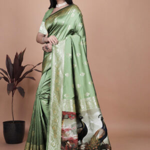 Mameraa Ethnic Motifs Woven Design Zari Saree - Image 3