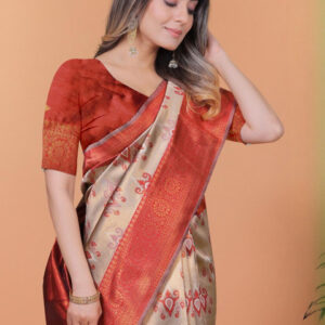Mameraa Ethnic Motifs Woven Design Zari Saree - Image 2