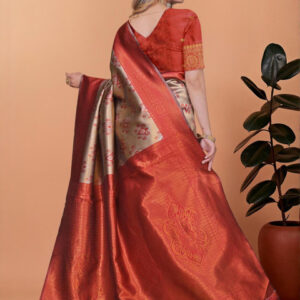 Mameraa Ethnic Motifs Woven Design Zari Saree - Image 5