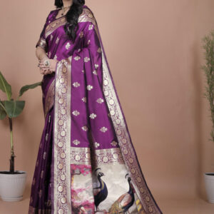 Mameraa Ethnic Motifs Woven Design Zari Saree - Image 2