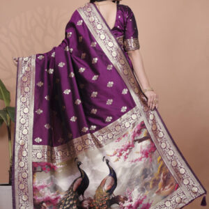 Mameraa Ethnic Motifs Woven Design Zari Saree - Image 3