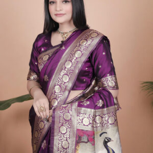 Mameraa Ethnic Motifs Woven Design Zari Saree - Image 5