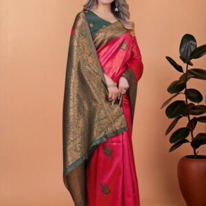 Mameraa Ethnic Motifs Woven Design Zari Saree - Image 3
