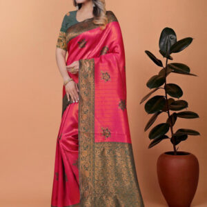Mameraa Ethnic Motifs Woven Design Zari Saree - Image 4