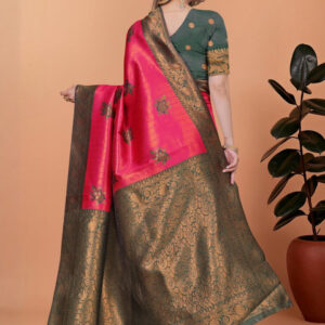 Mameraa Ethnic Motifs Woven Design Zari Saree - Image 5