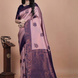 Mameraa Ethnic Motifs Woven Design Zari Saree - Image 3