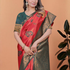 Mameraa Ethnic Motifs Woven Design Zari Saree - Image 2