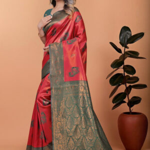 Mameraa Ethnic Motifs Woven Design Zari Saree - Image 3