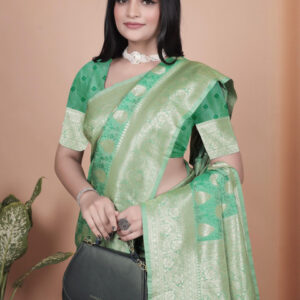 Mameraa Ethnic Motifs Woven Design Zari Saree - Image 2