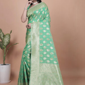 Mameraa Ethnic Motifs Woven Design Zari Saree - Image 3