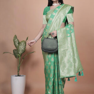 Mameraa Ethnic Motifs Woven Design Zari Saree - Image 5