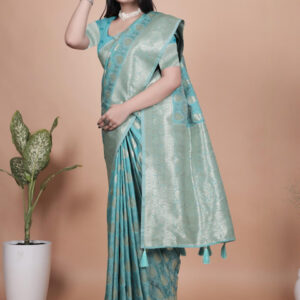 Mameraa Ethnic Motifs Woven Design Zari Saree - Image 5