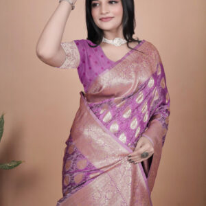 Mameraa Ethnic Motifs Woven Design Zari Saree - Image 2